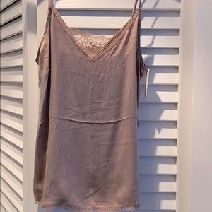 Silk camisole with lace trim